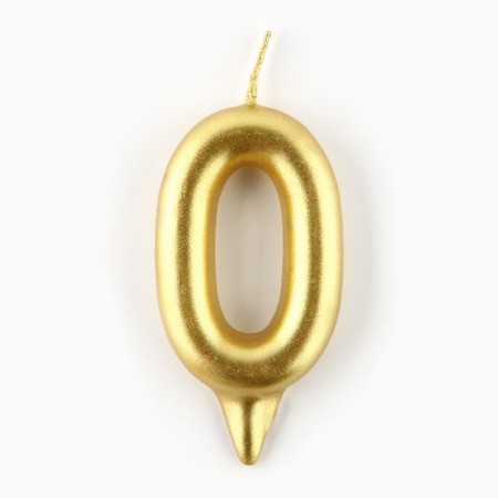 Candle for the cake, number "0", gold.-2
