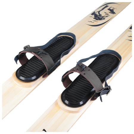 Ski -free ski mounts with shock absorbers, with sock and heel belts