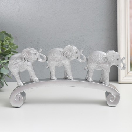 Polystone souvenir "Three silver elephants on the arc, layers" 26x5.5x13 cm-4