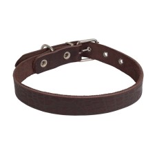 Leather collar with rolling, Osh 39-51 x 2.5 cm, mix of flowers