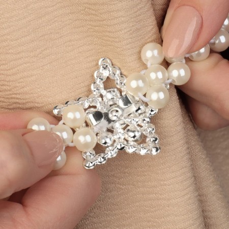 Picking for curtains "Star", pearls on elastic band, d = 4 cm, 2 × 43 cm, white color-3