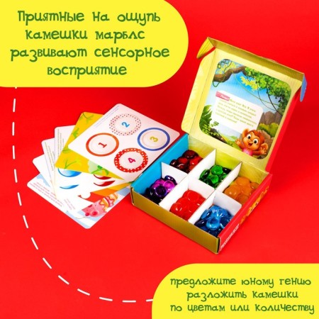 Game with pebbles marble “Tasks for the smallest”, according to the Montessori methodology-6