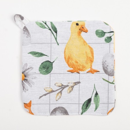 Set of Duckling kitchen shade: mittens 20x27 cm, take 19x19 cm, 100% cotton-3