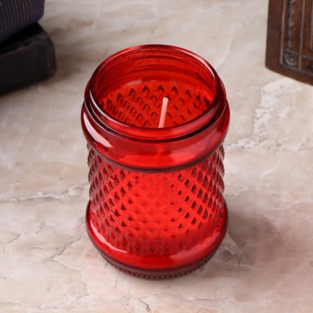 Candle Paraffin Memorial in a glass candlestick, 11x7 cm, red-2
