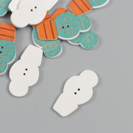 Buttons wood for creativity 2 punctures "cactus in a pot" set 15 pcs 1.9x3.3 cm-1