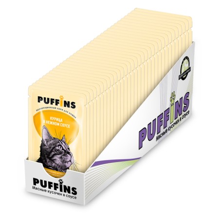Wet food "Puffins" for cats, chicken in sauce, 75 g-2
