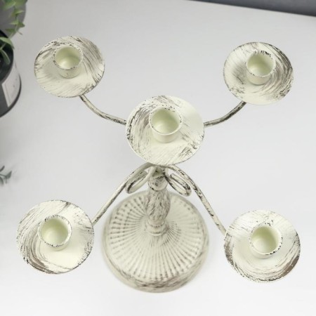 Summary Metal for 5 candles "Provence" white aged 32x24x24 cm-4