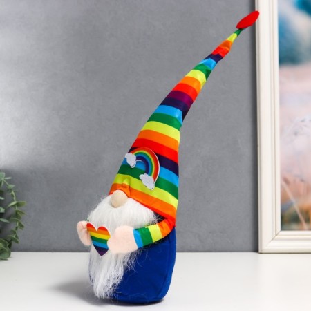 Interior doll "Gnome with a heart-randig in hands" 38x9x8 cm-2