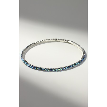 Bracelet "ice" 1 row, the color is blue-green in silver, 7 cm-1