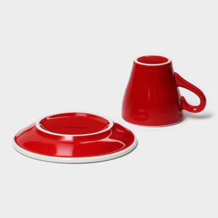 Coffee steam porcelain Magistro Coffee Time, 2 objects: a cup 80 ml, a saucer d = 12.5 cm, red color-4