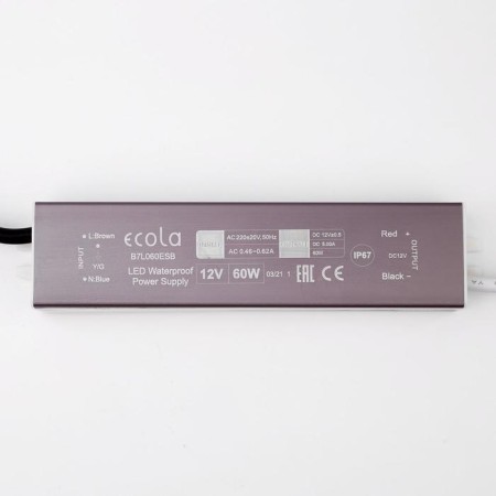 ECOLA power supply for 12 V LED tape, 60 watts, IP67-3
