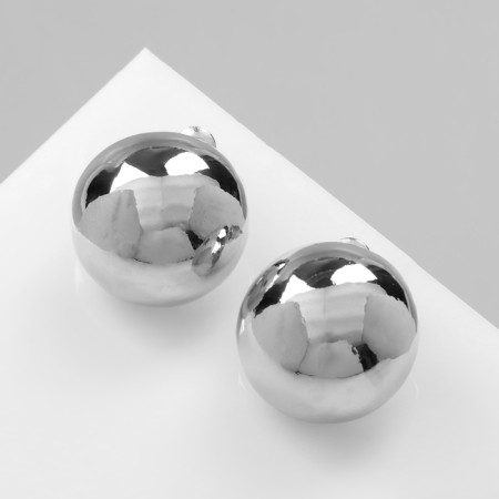 Earrings Metal "Atmosphere", Circle, Sphere, Color Silver-1