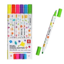 A set of markers of textbooks, 6 colors, bilateral, mowing tip, flowers