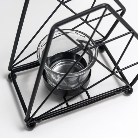 Climber Metal, glass for 1 candle "Loft. Trapezius" black 13x8x15 cm-2