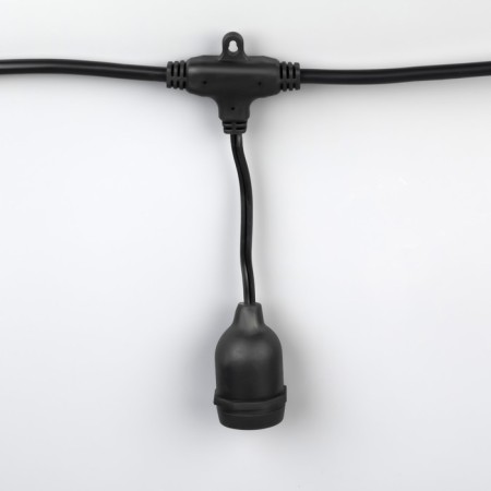 Girland "Retro BelT-LIT" with overhangs 10 and 20 cm, 10 m, IP54, UMS, 2W, dark thread, step 50 cm, E27 (without lamps), 220 V-2