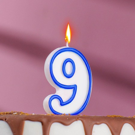 Candle for cake the number "9", tone rim, 7 cm, mix-1