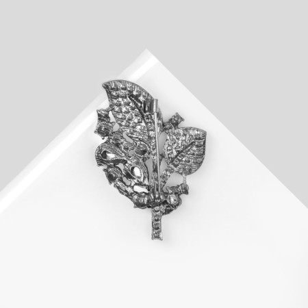 Brooch "Foliage" spring, white color in silver-1
