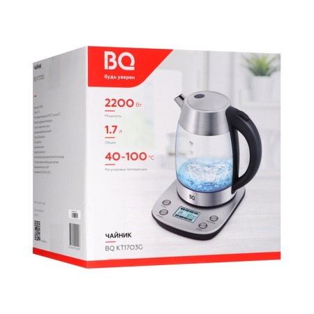 Electric kettle BQ KT1703G, glass, 1.7 l, 2200 watts, black-silver-5