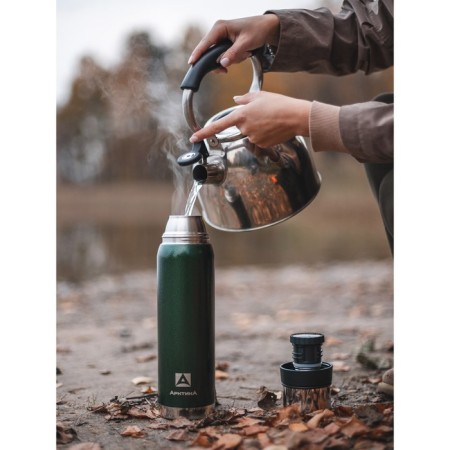Thermos "Arctic", 1.2 l, with a strain, retains heat 32 hours, green-2