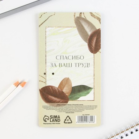 Set Stickers and pen “Golden Teacher”, 2 x 30 sheets, blue paste 0.7 mm-8