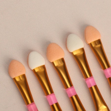 A set of applicators for shadows, bilateral, 5 pcs, 5.5 cm, pink/gold color-3