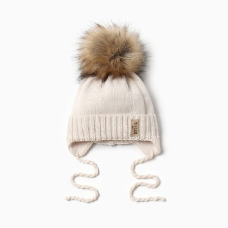 Children's cap with insulation, rr 42-44, milk color