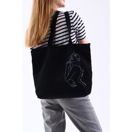 Shopper bag silhouette, without lining, black color-6