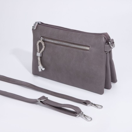 Bag Cross-Bodi with a zipper, gray color-3