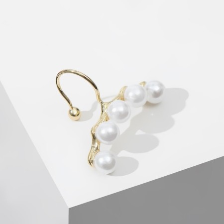 Earring "Kaff" Pearl thread, white color in gold-1