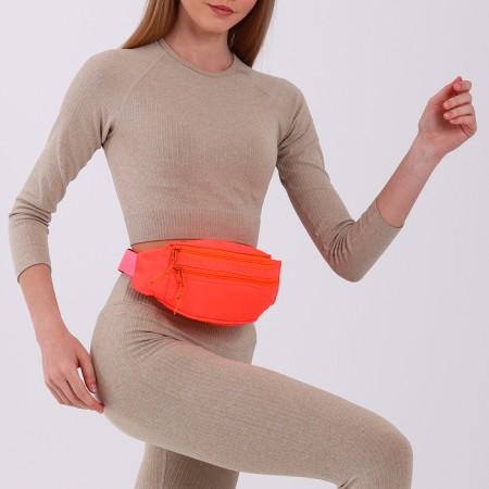 Lightning waist bag, 2 pockets, coral color-7