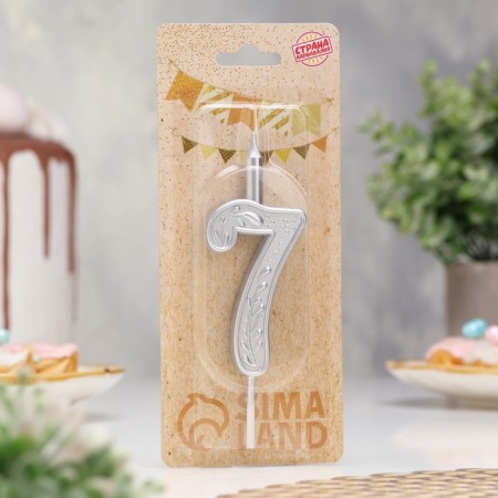 Candle for the Silver Pattern cake, number "7"-1