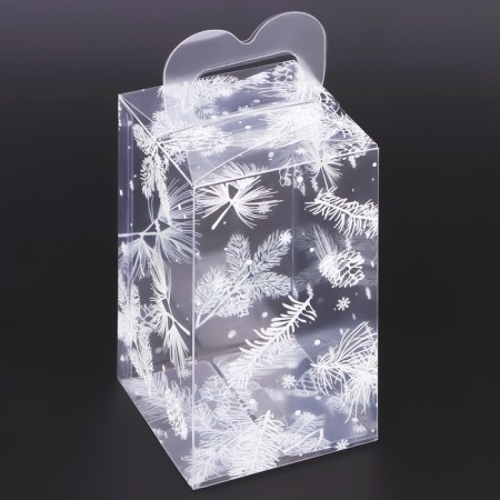 New Year. Box Gift New Year's Folding PVC Metel 12 x 7 x 7 cm.-1
