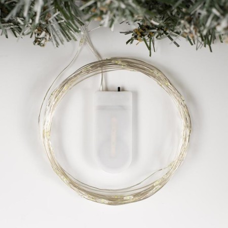 Garland "thread" 5 m Rosa, IP20, silver thread, 50 LED, green glow, CR2032x2-1