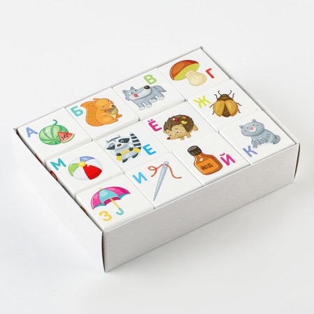 Wooden cubes "Cubes for wise men. Learn the alphabet »12 pcs (white)-1