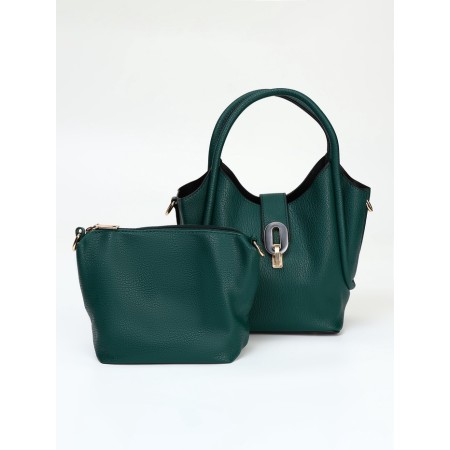 Bag Female Tout with zipper, dark green color-7