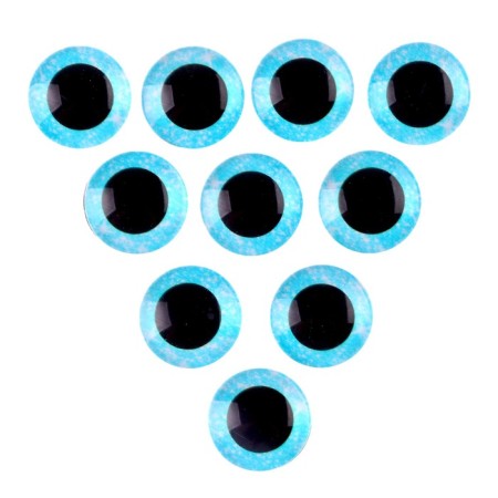 Elose -based eyes, set of 10 pcs., Size 1 pc. - 18 mm, blue color with sparkles-1