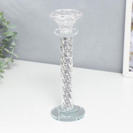 Glass of glass for 1 candle "Spiral with pebbles" 22x7x7 cm-1