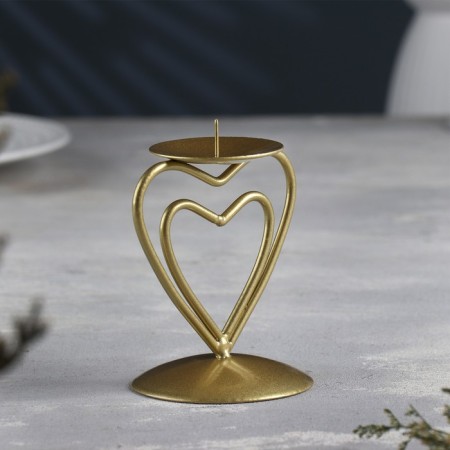 Glamur candlestick Metal for one candle, 9x10.2 cm, gold-2
