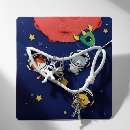 Bracelets "Demetrons" on a magnet, astronauts with a heart, white color, 8 cm-3