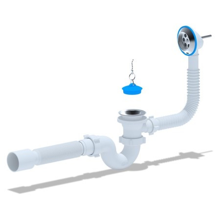 A set for the bathtub "Ani Plast" E155: a siphon with a release, overflow 1 1/2 ", a flexible pipe-1