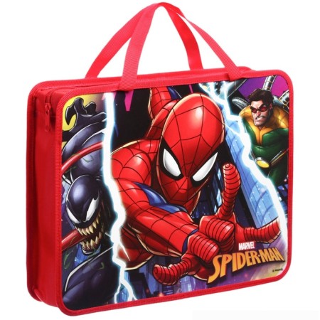 Plastic folder with A4 handles, on a zipper, 75x330x260 mm, spider-man-2