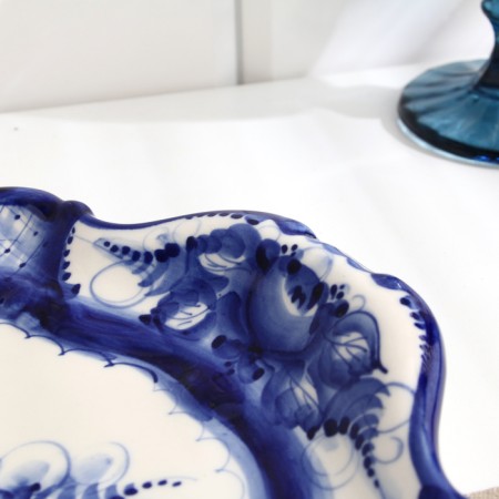 Big tray, gzhel, porcelain, 36x26 cm-2