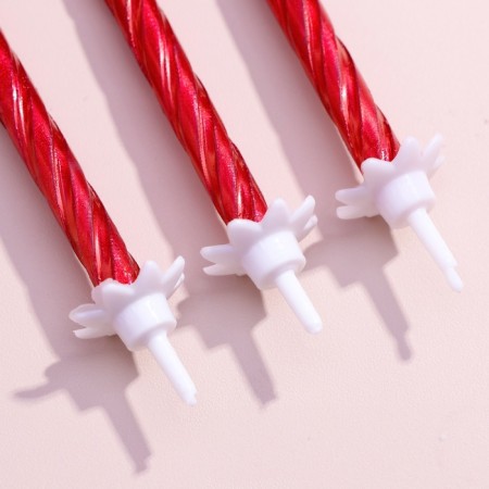 Candles in the cake "Spiral", 6 cm, ruby, set 10 pcs-3