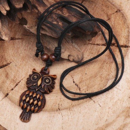 A pendant on the lace "Filin", the color is brown-black on a black lace, 80 cm