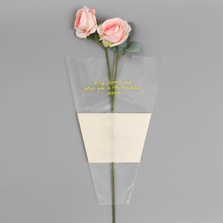 Packet stoop for flowers, with non -woven material, 26+7x37 cm, yellow-1