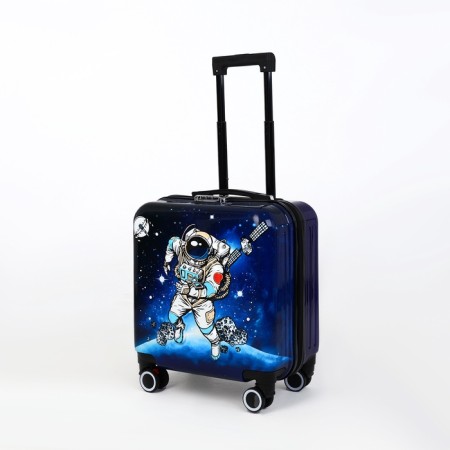 Small suitcase 20 "On a zipper, code lock, 4 wheels, blue color