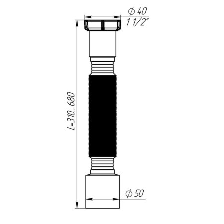 Corrugated pipe Aquant, 1 1/2 "x 50 mm, without release-2