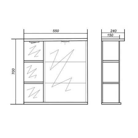 Wardrobe-mirror Versailles (with backlight) left 55 15 cm x 55 cm x 70 cm-1