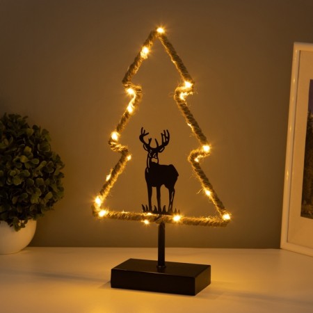 Lamp "New Year tree" Led 3haa Black 7x20x37cm-2