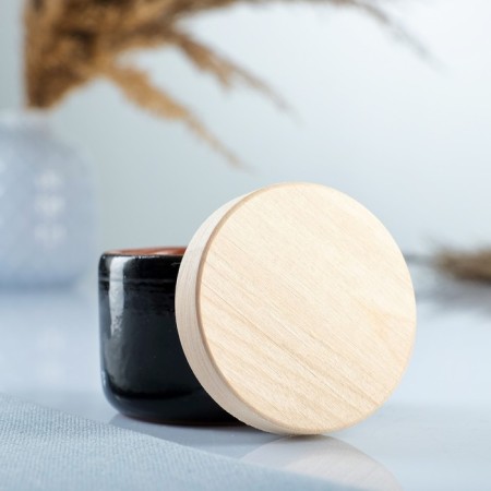 Capacity for spices with a Vyatskaya wooden lid 0.1l, 6.5x6cm, black-1